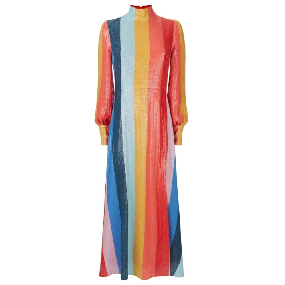 Olivia Rubin Maddie Sequin Rainbow Midi Dress 4